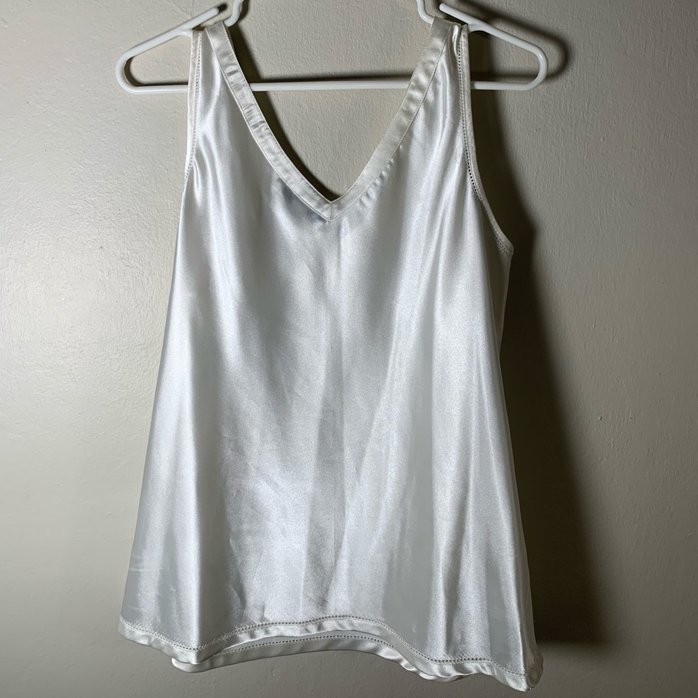 White Silk Tank Top Blouse